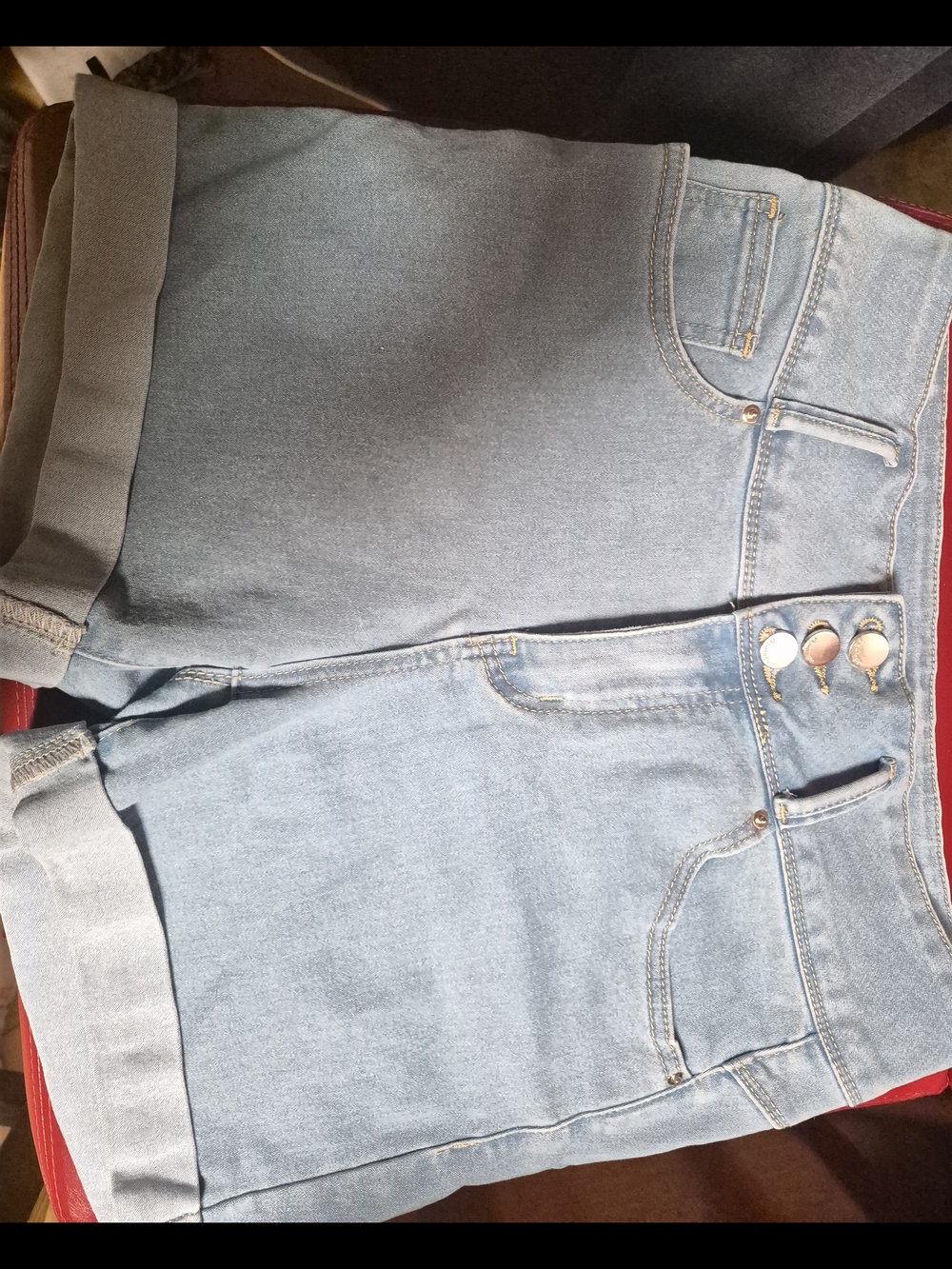 Light Wash Rolled Hem Denim Shorts